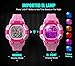 Kids Watches Girls Boys Digital 7-Color Flashing Light Water Resistant 100FT Alarm Gifts for Girls Boys Age 4-10 481 (Pink-w)