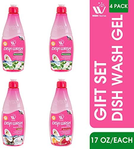 WBM LLC Gift Set Dish Wash Gel | Coconut, Lemon & Green Tea, Blood Orange, Aloe & Jasmine | 4 in 1