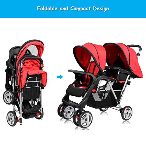 5 Costzon+Double+Stroller+Pushchair+Convenience