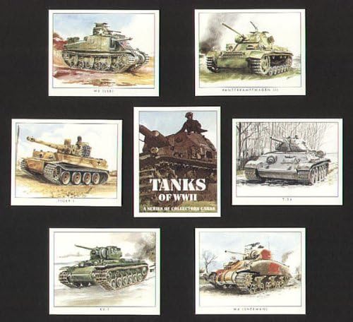 ArtofwheelsWW2 Tanks - Panzerkampfwagen 3, M3 Lee, T-34, Tiger 1, M4 Sherman, KV-I - Collectors Cards