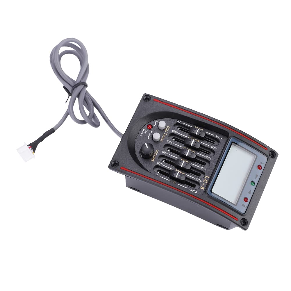 5-Band Guitar Preamp, LCD EQ LC-5 Equalizer Tuner Piezo Pickup Music Instrument Preamp for Bass Acoustic Guitar