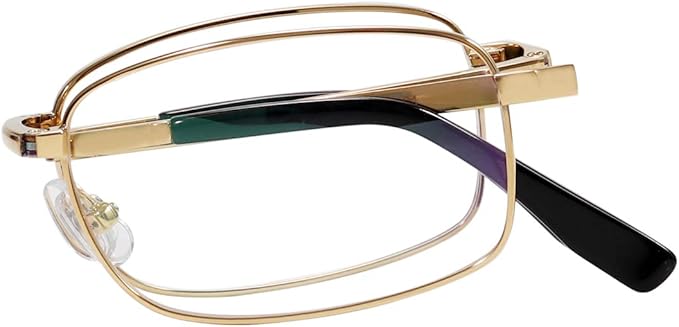 Amazon Agstum 折りたたみ式 純チタンメガネ メンズ用光学フレーム ケースクリアレンズ付きポータブルメガネ幅53mm ゴールド ファッション眼鏡 通販