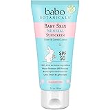 Babo Botanicals Baby Skin Mineral Sunscreen Lotion SPF 50 Broad Spectrum - with 100% Zinc Oxide Active – Fragrance-Free, Wate