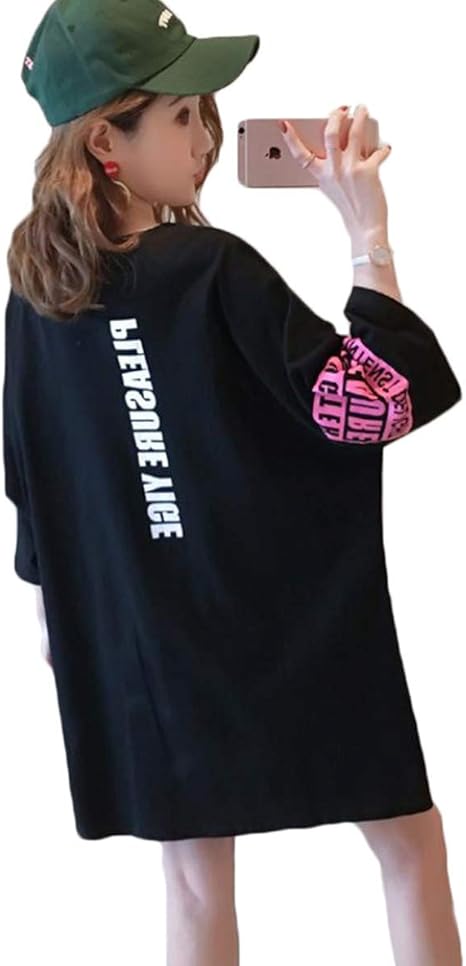 Amazon Gergeoustシャツ レディース ロング丈 Tシャツワンピース 半袖 ゆったり チュニック カジュアル 体型カバー 大きいサイズ ワンピース 可愛い 夏 ワンピース チュニック 通販