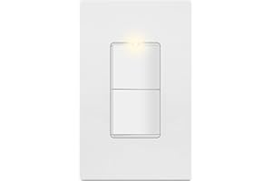 LIDER Minimalist Design Matte Finish Lighted Double Switch with Screwless Wall Plate, Combination Frameless Decorator Switch with Locator Light Ground Terminal, Single Pole, 15A 120V, UL Listed, White