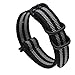 21mm Black/Grey PVD Nylon Bond NATO Strap Band Military Zulu Style Wrist Band