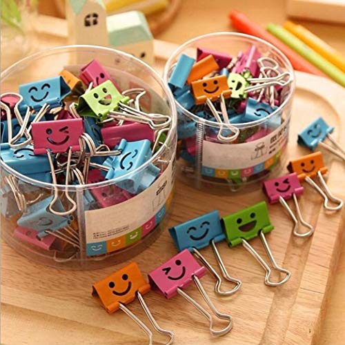 Transer 10 Pcs Cute Smile Metal Binder Clip Album Bills Paper Files Clips Stationary Office (Random Color, 10) - Thumbnail 6