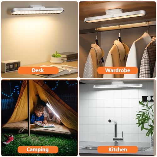 TOPPLEE LED Under Cabinet Light 2500 mAh Wireless LED Magnetic Touch Control Dimmable Night Light Kitchen USB Rechargeable for Under Cabinets, Reading, Working