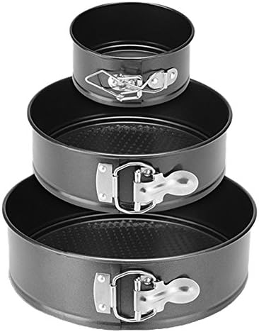 WUZJ 3pcs Springform Pan Set Non-stick Cheesecake Pan Leakproof Round Cake Pan Set Round Cake Mould with Removable Waffle Bottom and Quick-Release Latch, 4" 7" 9"