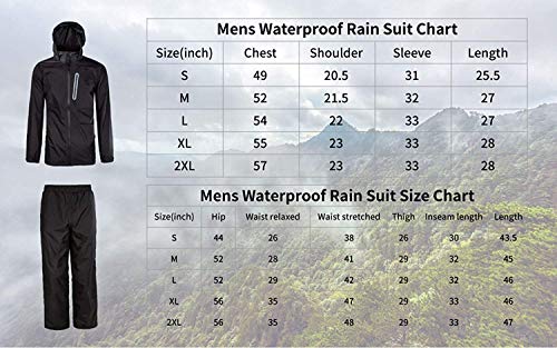 ZITY Mens Rain Jacket & Trouser Suit Black X-Large