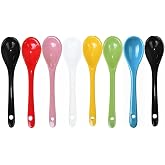 UgyDuky 8 Ceramic Soup Spoons Set - Assorted Colors For Coffee, Tea, Yogurt & Desserts