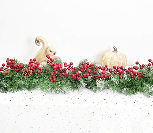 Artiflr 6FT Red Berry Garland, Flexible Artificial Red and Burgundy Berry Christmas Garland for Indoor Outdoor Hone Fireplace Decoration for Winter Holiday New Year Decor
