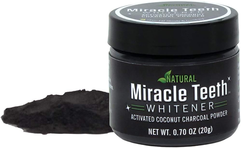 DFS NATURAL MIRACLE TEETH WHITENER | Natural Whitening Coconut Charcoal Powder | Gentle on Teeth and Gums and Removes Stains Caused by Smoking, Coffee, Soda, Red Wine and More!