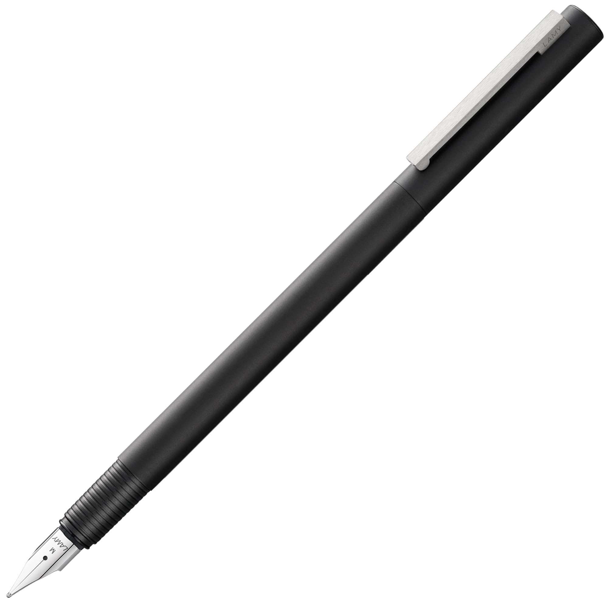 Lamy cp1 black fountain pen - minimalist fountain pen in elegant metal body - with cushioned stainless steel clip & steel nib in EF line width - incl T 10 blue ink cartridge