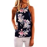 GONKOMA Women Summer Vest Sleeveless Flower Printed Tops Casual Blouse T Shirt