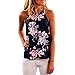 GONKOMA Women Summer Vest Sleeveless Flower Printed Tops Casual Blouse T Shirt