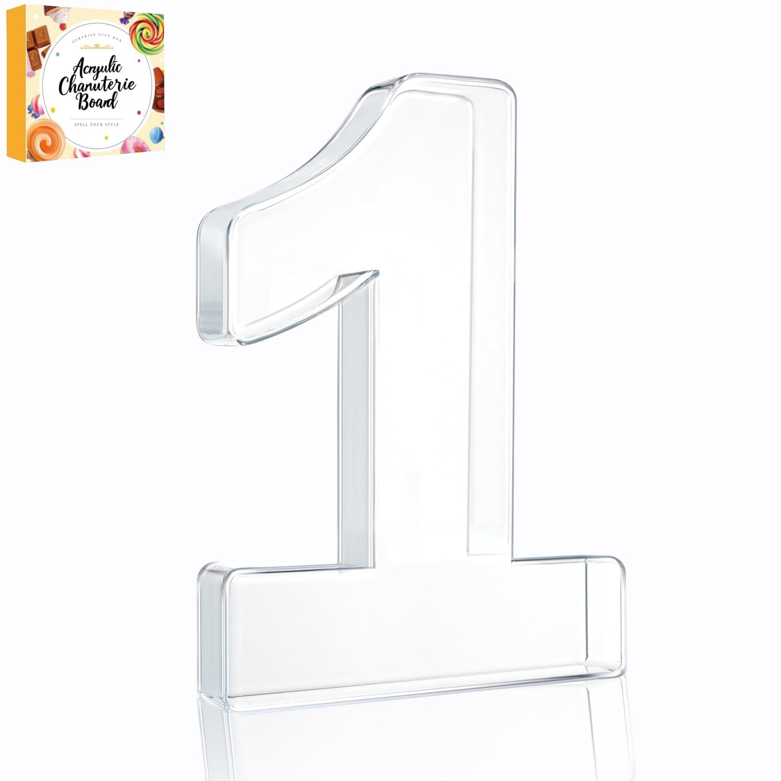 Photo 1 of 10" Acrylic Charcuterie Letters Fillable Tray, Reusable Alphabet Number Shaped Serving Plates for Charcuterie Board, Display Fruit, Candy, Cake, Party Decor, Birthday, Anniversary?1?