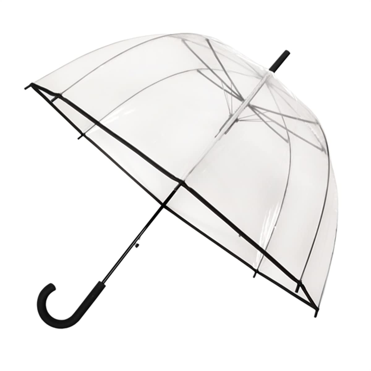 Falconetti Automatic Open Straight Umbrella - Clear with Black Trim, Transparent/Green, One Size