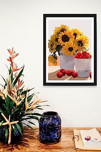 11x14 Picture Frame Set of 4 Black Wood Horizontal & Vertical, 4Pcs 14x11 Digital Poster Photo Frame with Mat, Bulk Frames for Wall Hanging Gallery or Tabletop Display