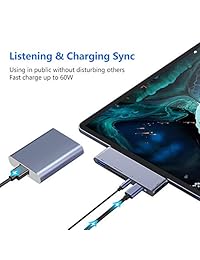 Hub USB C para iPad Pro 2018, adaptador USB tipo C a 4K HDMI con USB 3.0, lector de tarjetas SD TF, conector de auriculares de 0.138 in, carga PD