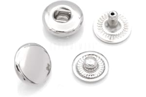 CRAFTMEMORE 50 Sets Silver Snap Buttons S-Spring Socket Popper Fasteners for Jacket Bag Closures VT1 (8mm (0.31"))