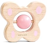 Premium Montessori Baby Toy - Wooden Rattle Teether - BPA-free (Bella the Butterfly)