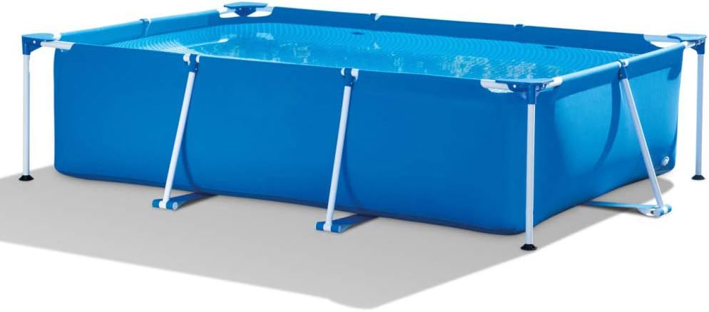 LZTET Rectangular Metal Frame Swimming Pool Swim Center Family Garden Outdoor Thicken Oversized Paddling Pools For Adults Kids Crystal Blue (220 * 150 * 60CM)