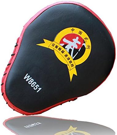 Target MMA Boxing Mitt Focus Punch Pad Shield PU Leather Training Glove Karate Taekwondo Boxing Kick 1 Pcs (Red, round)