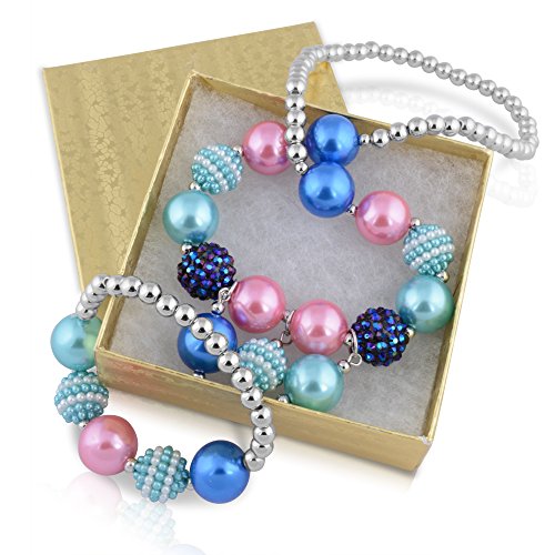 SmitCo LLC Girls Jewelry Blue Stretch Play Necklace and Bracelet Set