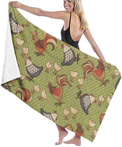 Xianjingshui 32 X 52 Inch High Absorbency Bath Towel Chicken Fabric Animal Lightweight Large Bath Sheet for Beach Home Spa Pool Gym Travel