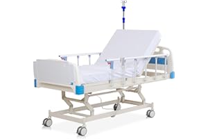 VEICAR Premium Medical Hospital Beds - Full Electric Hospital ICU Bed with 3 Adjustable Features | 4.7" Memory Foam Mattress and IV Pole | JIECANG Motor Control & Central Locking System with 5” Casters