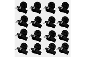 Sports Whistles with Lanyard,16Pcs Black Whistle, Loud Crisp Sound Whistles Bulk Perfect for Coaches for Football Sports Life