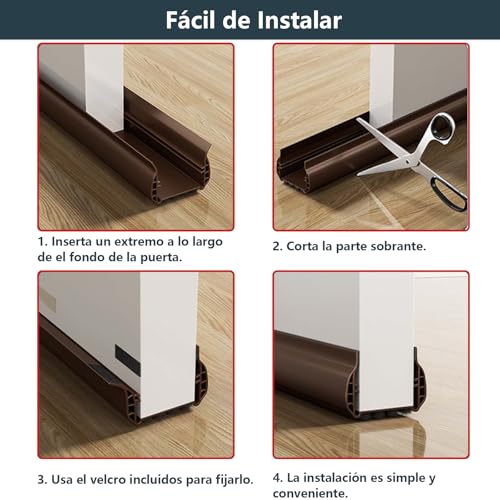 ISTENTINFY Guardapolvo y Protector para Puerta, 2 Piezas Cubre Polvo y Tira de Sellado para Puerta Exteriores e Interiores, Reduce el Ruido, Bloquea el Polvo y el Aire Frío, Marrón