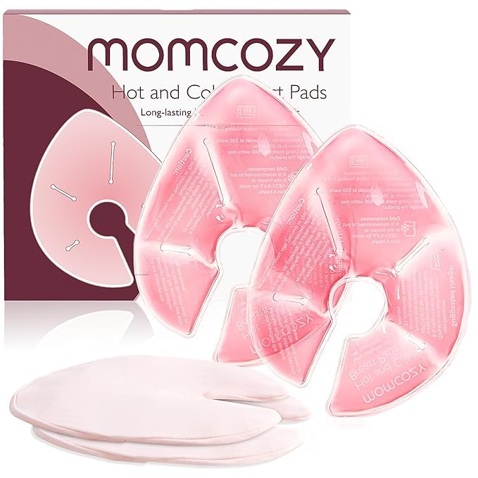 Momcozy Larger Breast Therapy Packs, Hot and Cold Breast Pads with 2 Soft Covers, Breastfeeding Essentials, 2 Pack, Pink