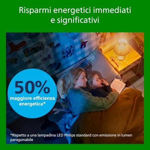 LED Lampadina Goccia Classe A Ultra Efficiente a Risparmio Energetico, Vetro Smerigliato, 60W, E27, Luce Bianca Calda, Non Dimmerabile
