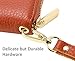 Iswee Luxury Women Leather RFID Blocking Wallets Clutch Card Holder Organizer Ladies Purse with Wrist Strap Large Capacity (Brown)