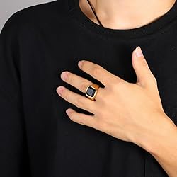 MYNENEY 14K Gold/Silver/Black Plated Square Signet
