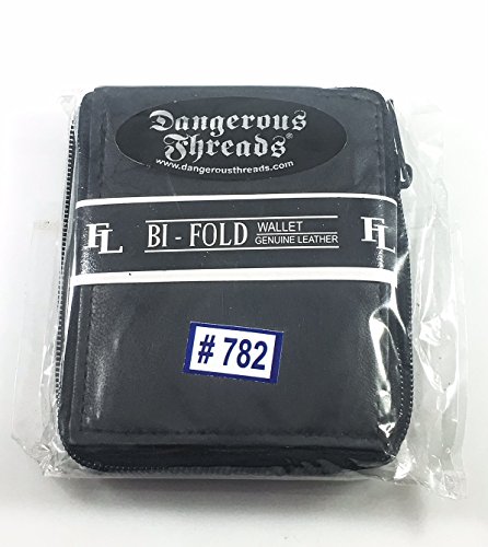 Mens Black Leather Wallet Lamb Zippered Bifold 782