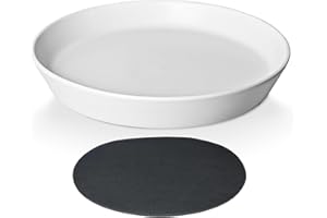 GIKUPOM Plant Saucer White Ceramic Deep Pot Tray - 1 Pack 15 inch, Planter Saucers Water Drip Trays for Indoors Outdoor, Thick Durable Sturdy Flower Pot Saucers for Glazing Pots Base, More Sizes 4-15 inch