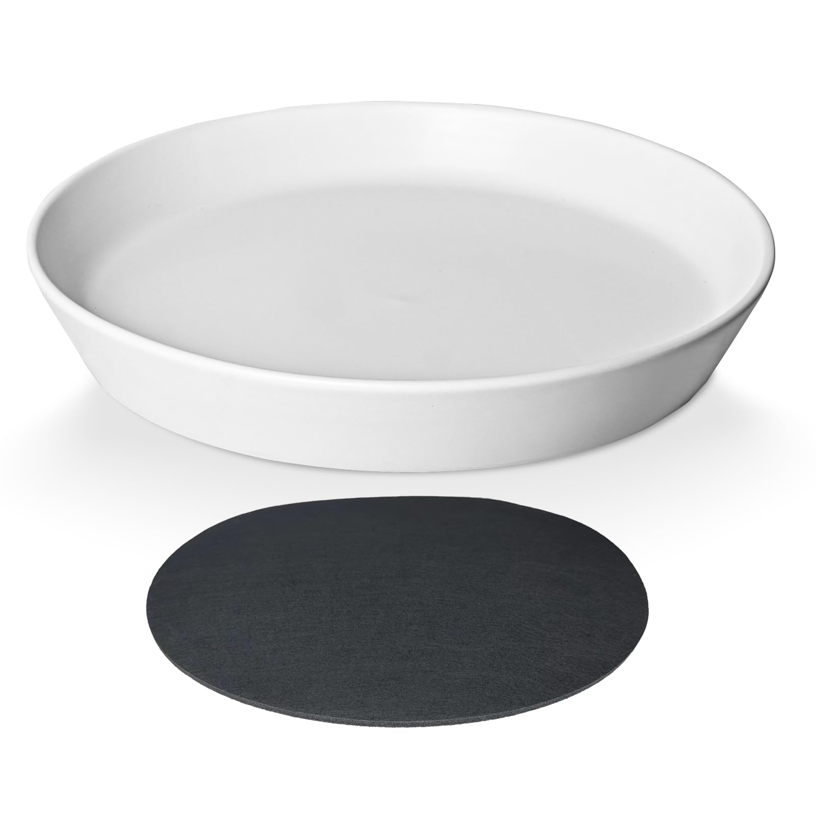 Photo 1 of 1 Pack Plant Saucer Pot Trays 14 Inch, Deep Plant Saucers Water Catcher Tray for Indoor & Outdoor Planters,Bird Bath Durable Ceramic Plant Tray for Flower Pot ?14 inch White?