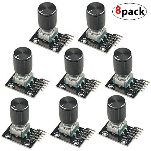 WGCD 8 Pc KY-040 360 Degree Rotary Encoder Module Brick Sensor Board with Knob Cap for Arduino