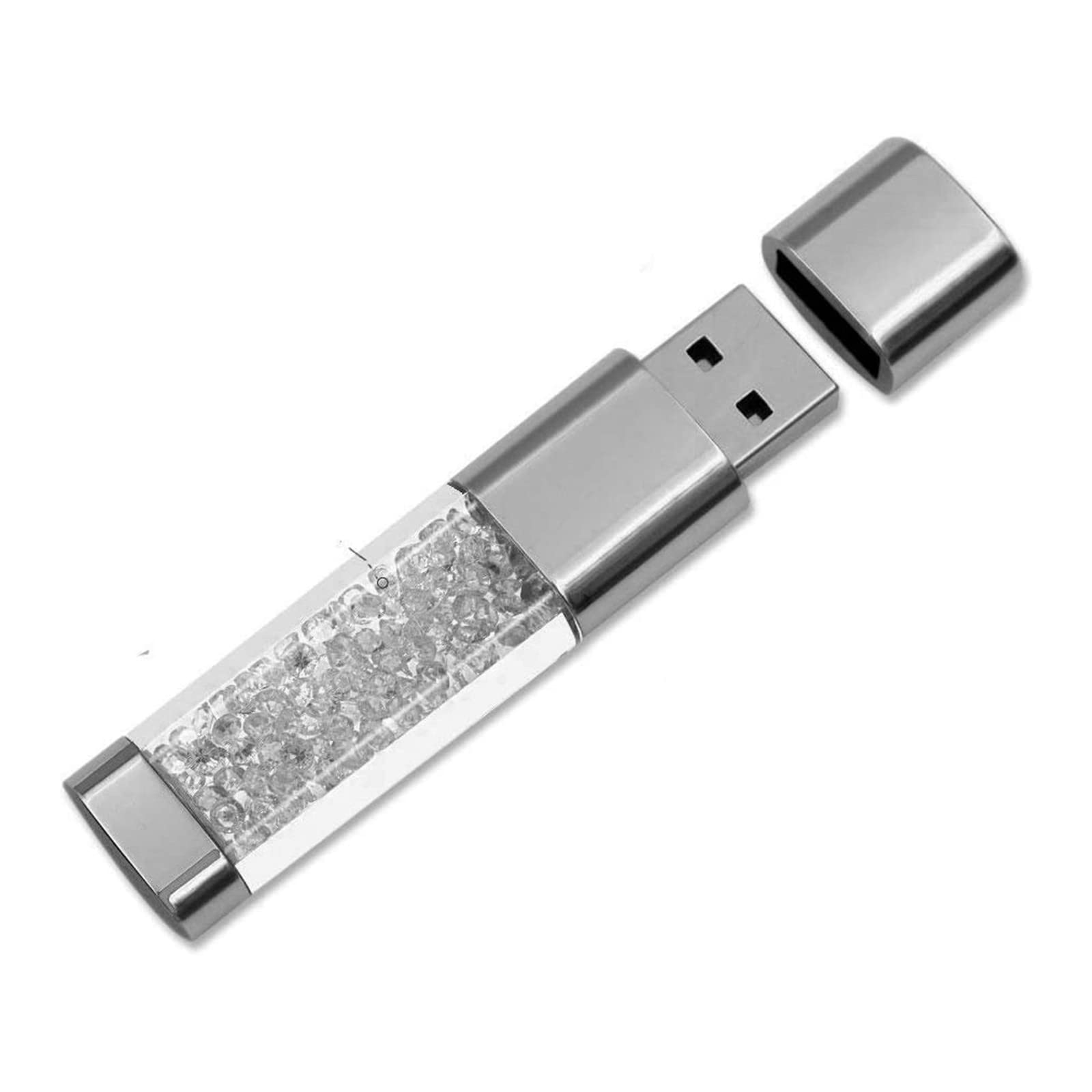 FeliSun New Jewelry Crystal USB 3.0 Flash Drive, Waterproof Shockproof Transparent Memory Stick Pen Drive External Storage For Birthday Gifts, Wedding Gifts (White, 64GB)