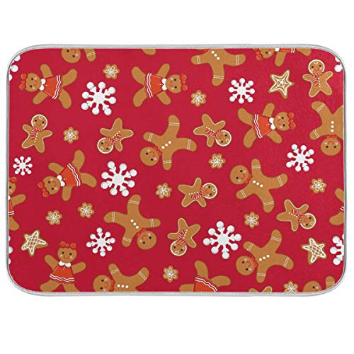 Dish Drying Mats For Kitchen Counter, Christmas Gingerbread Family