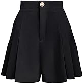 GORGLITTER Women's Pleated Dress Shorts Dressy Business Casual High Waisted Wide Leg Bermuda Work Formal Tailored Shorts