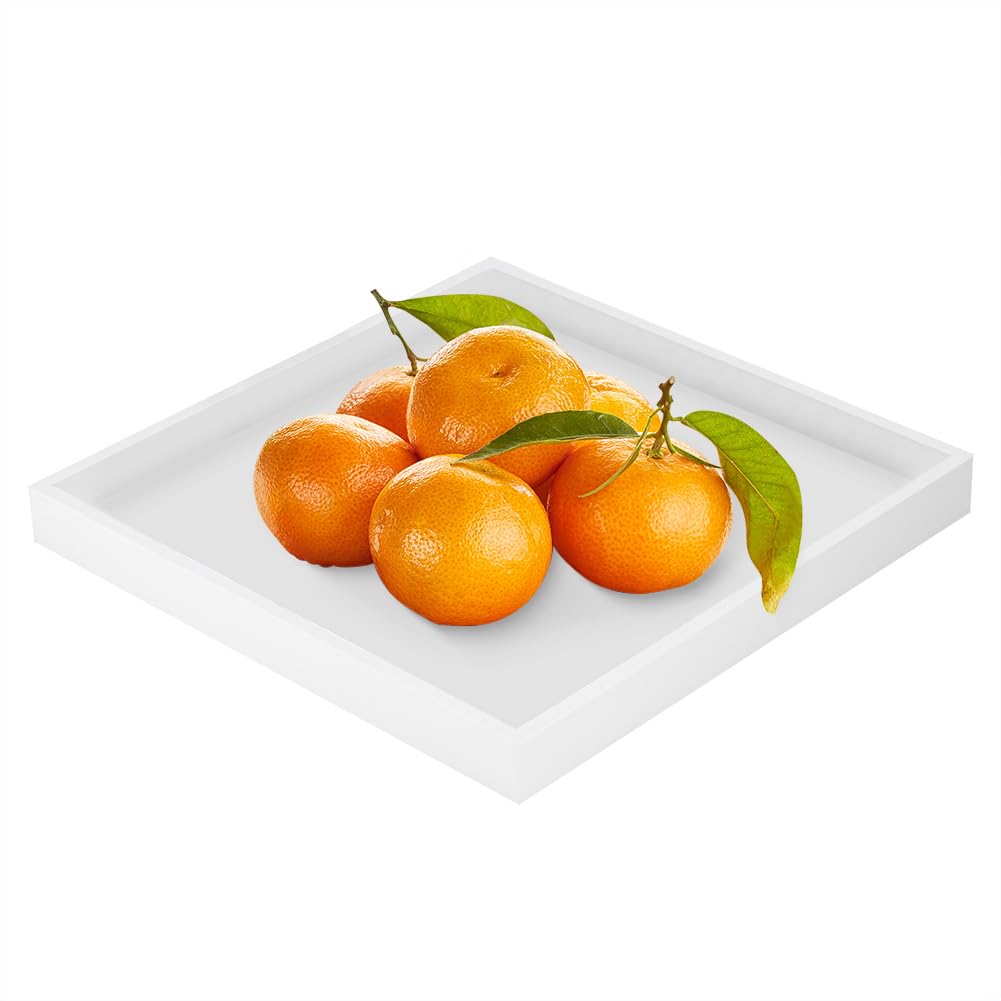 Wooden Trays for Display, Multi Purpose White Desktop Storage Trays Jewelry Organizer Tray Valet Accessory Countertop Tray for Kitchen,Bathroom,Office（20x20 Cm）