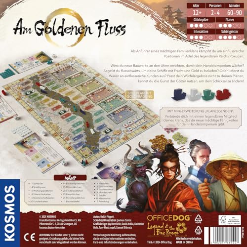 Kosmos 685447 Am goldenen Fluß, Strategiespiel für Kenner mit taktischer Tiefe und Vorausplanung, für 2-4 Personen ab 12 Jahre, Spielplan mit Goldprägung, Cleverer Würfelmechanismus 2