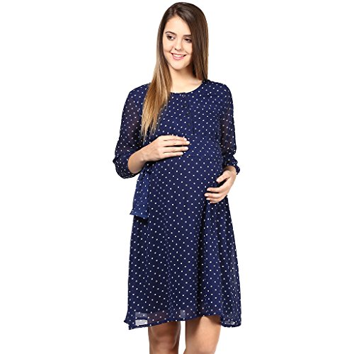 blue polka dot maternity dress PinkBlush Blue Dotted Tulle Smocked Maternity Midi Dress