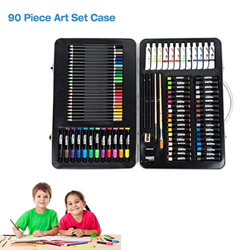 90 Pieces Set Colouring Pencils with Essential Tools Studio Essentials Mixed Media Art Set Painting