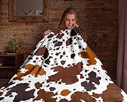 WIBUE Cow Throw Blanket 80"x60" with 2 Pcs Pillow