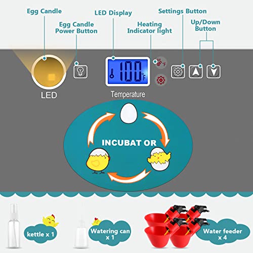 Egg Incubator, Automatic Digital Poultry Hatching Machine with Auto Egg